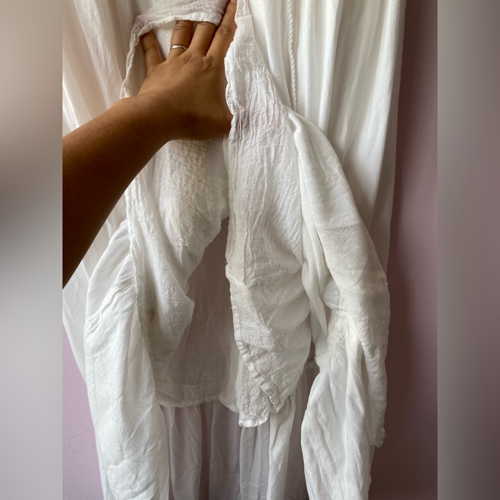SWEET MAGNOLIA Embroidered Floral White Midi Dress Size Small Boho Cottagecore - Picture 8 of 13